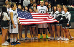 seniors with the flag