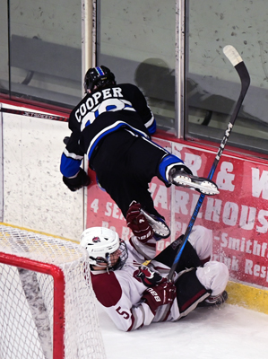 carsh into the boards crash into the boards